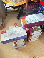 Stacked boxes of Cristal d'Arques Longchamp glasses