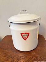 front view showing decal, lid, and shape