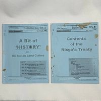 Front covers of both 1998 Squamish Nation Treaty Negotiations bulletins showing titles, numbers, staining