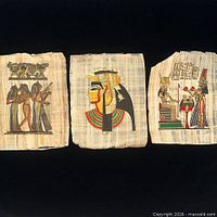 All three painted papyrus sheets side by side