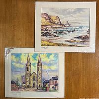 Both matted prints laid out for size and subject reference