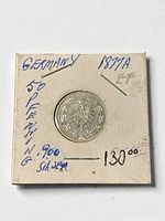 Obverse of 1877-A German 50 Pfennig coin in 2x2 flip