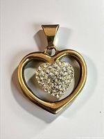 Front view showing open heart frame and pavé-set inner heart