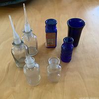 Group shot showing all seven glass items