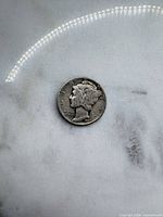 Obverse view of 1937 Mercury dime