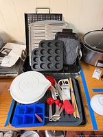 Group shot of all bakeware and utensils