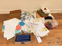 Group shot of all linens, napkin rings and candles