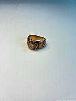 Ring front view showing stone and design