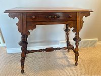 full view of oak table front and legs