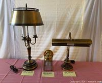 Bouillotte lamp, wall lantern, piano lamp side by side