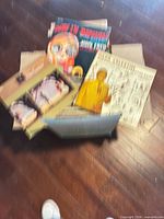 Top view of open box showing a few identifiable record covers