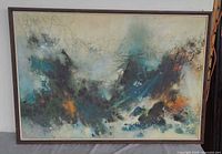 Full view of framed abstract painting