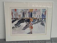 Full front view of framed watercolor