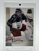 Front view of card in plastic holder showing image, serial number, The Cup logo