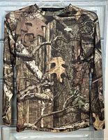 Front view of long sleeve camouflage shirt