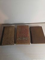 Front view of three cloth-bound hardcover books side by side