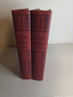 Spines of both red cloth volumes standing together