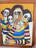 Front view of framed acrylic painting showing artwork details and colours