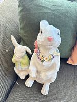 Front view of both bunny figurines showing size and details