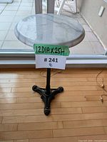 Full table showing size sign 12"DIA x 25"H