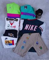 All eight clothing items laid out