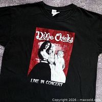 Front view of black Dixie Chicks Live in Concert graphic T-shirt