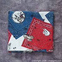 Blanket folded showing bandana pattern blocks