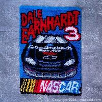 Full view of latch hook rug showing complete design and size proportion