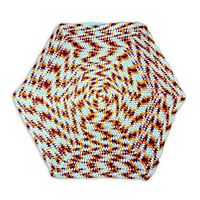 Blanket laid flat showing full hexagon shape and colour pattern