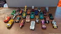 All 25 die-cast cars arranged on tabletop