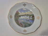 Full view of porcelain plate with Niagara Falls scene