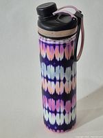 Full view of insulated bottle showing pattern and form