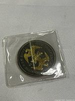 Medal in plastic sleeve