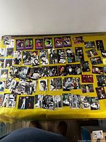 Full table view showing large assortment of Elvis Presley trading cards