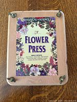 Top view showing floral label and hardware