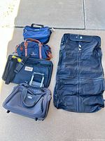 All five bags arranged for scale and color reference