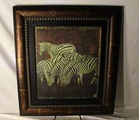Front view of framed zebra artwork