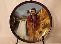 Front view of decorative plate showing artwork and border