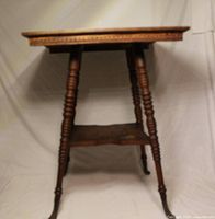 Full front view of wooden side table