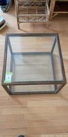 overall top view of square glass side table