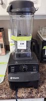 Full view of Vitamix blender assembled with base, container and lid
