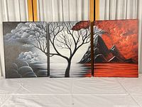 Triptych front view of all three canvas panels