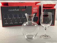 Box, decanter and one glass displayed