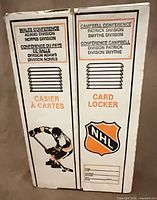 front view of two-door NHL cardboard card locker