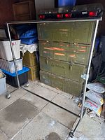 Full view of assembled chrome garment rack on casters