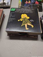 Stack of LPs topped by Funny Girl cast recording