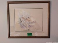 Framed print on wall showing complete artwork and frame