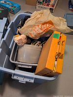 overview of storage tote with mixed toys