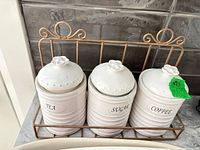 Front view of all three labeled canisters in rack