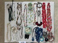 Full layout of all necklaces and bracelets on white background